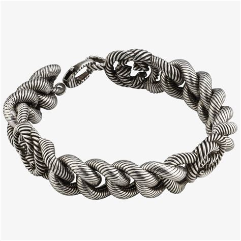 Gucci Interlocking Aged Silver Link Bracelet YBA5997390010